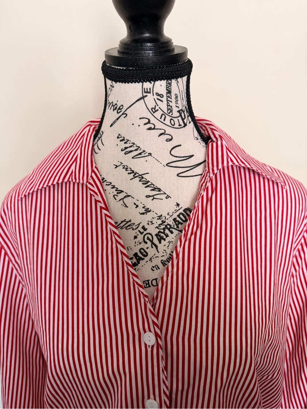 Foxcroft Red & White Striped Button-Down Shirt